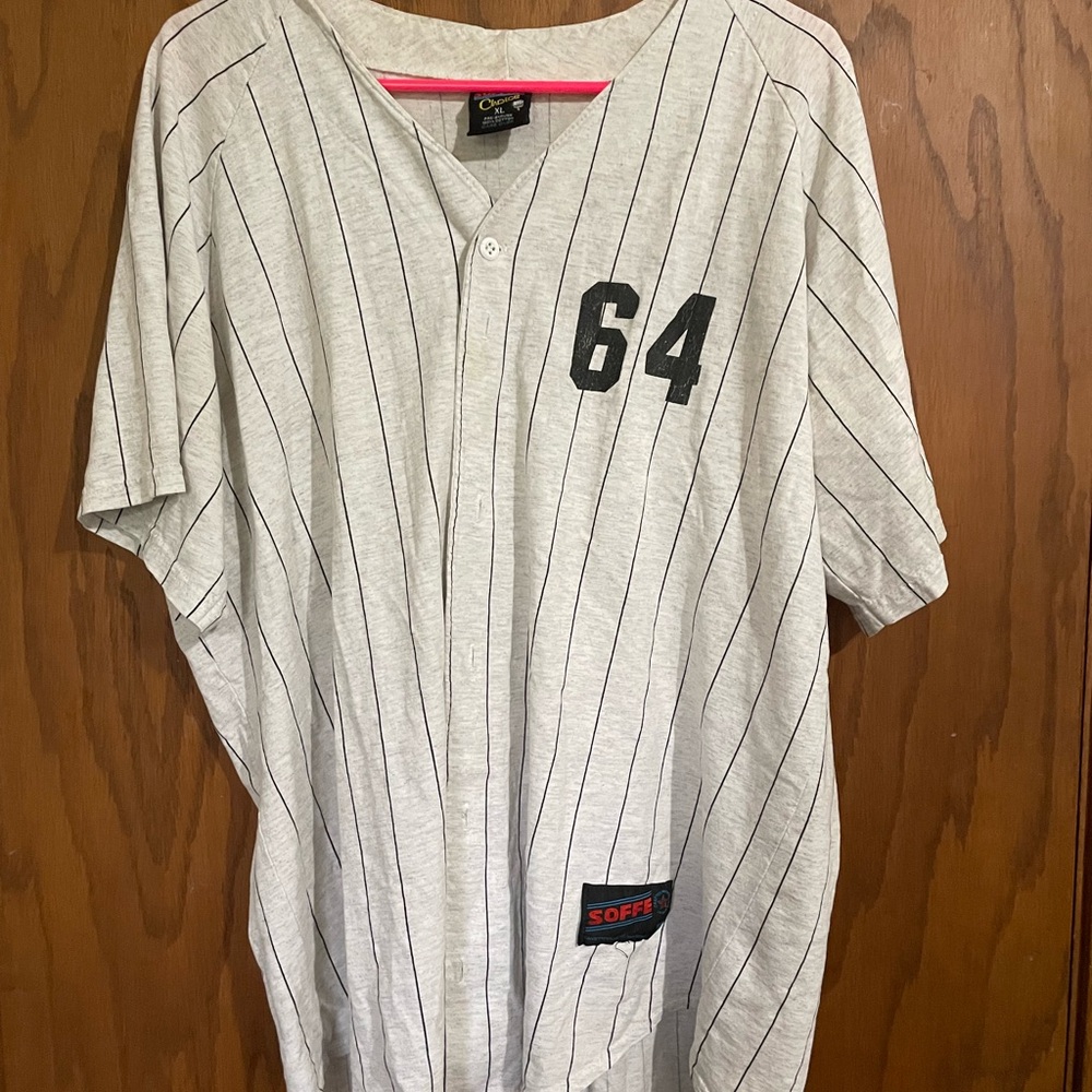 Soffe Gray and Black Athletic Jersey Shirt